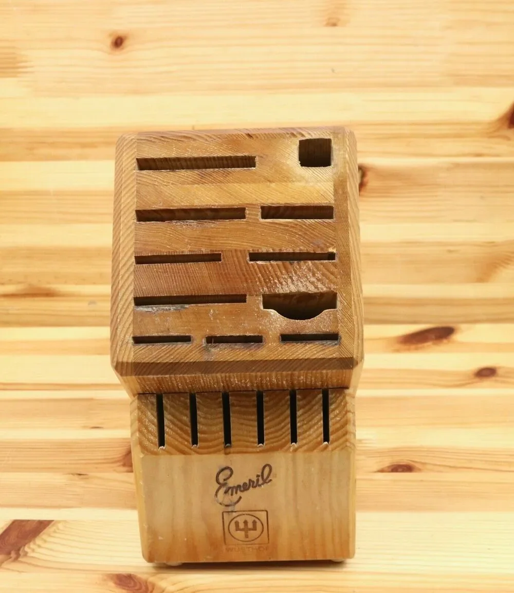 Emeril Wusthof Knife Block Wood Wooden Storage Holder 17 Slot Countertop Oak